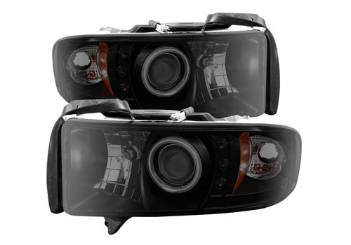 Spyder Projector Black-Smoke CCFL Headlights 94-01 Ram Non-Sport - Click Image to Close